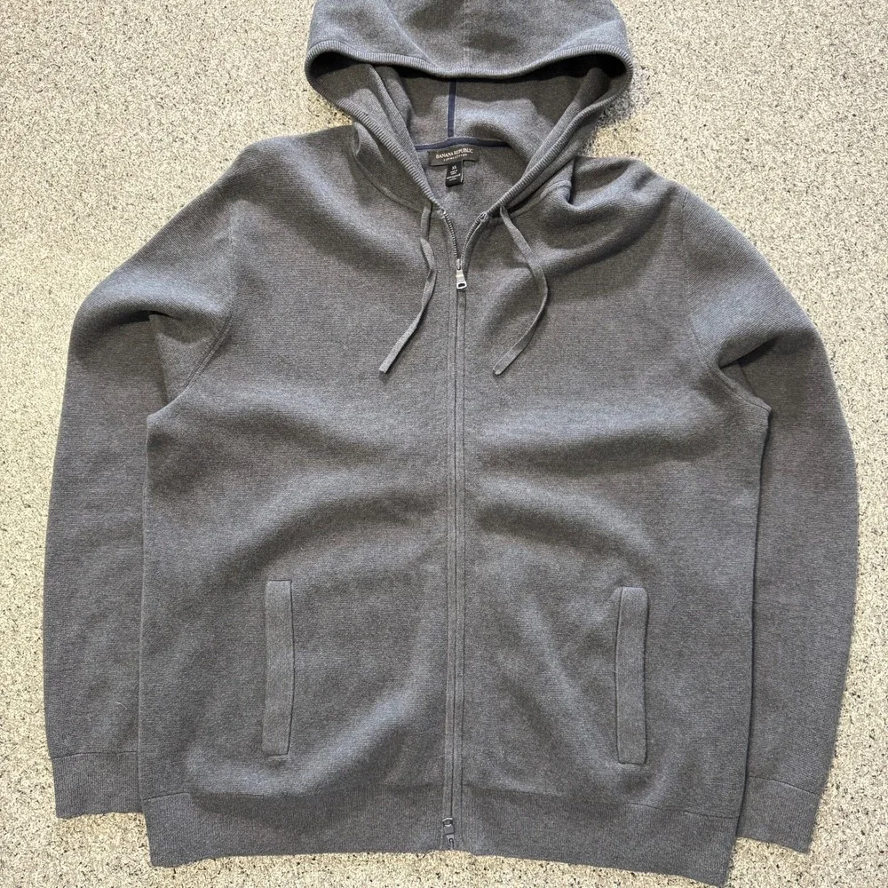 Banana Republic Hoodie Mens XL Supima Cotton Full Zip Grey
